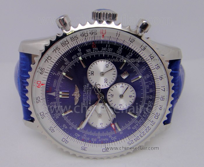Breitling Navitimer 01 Blue Dial Blue Leather Copy Watch 46mm